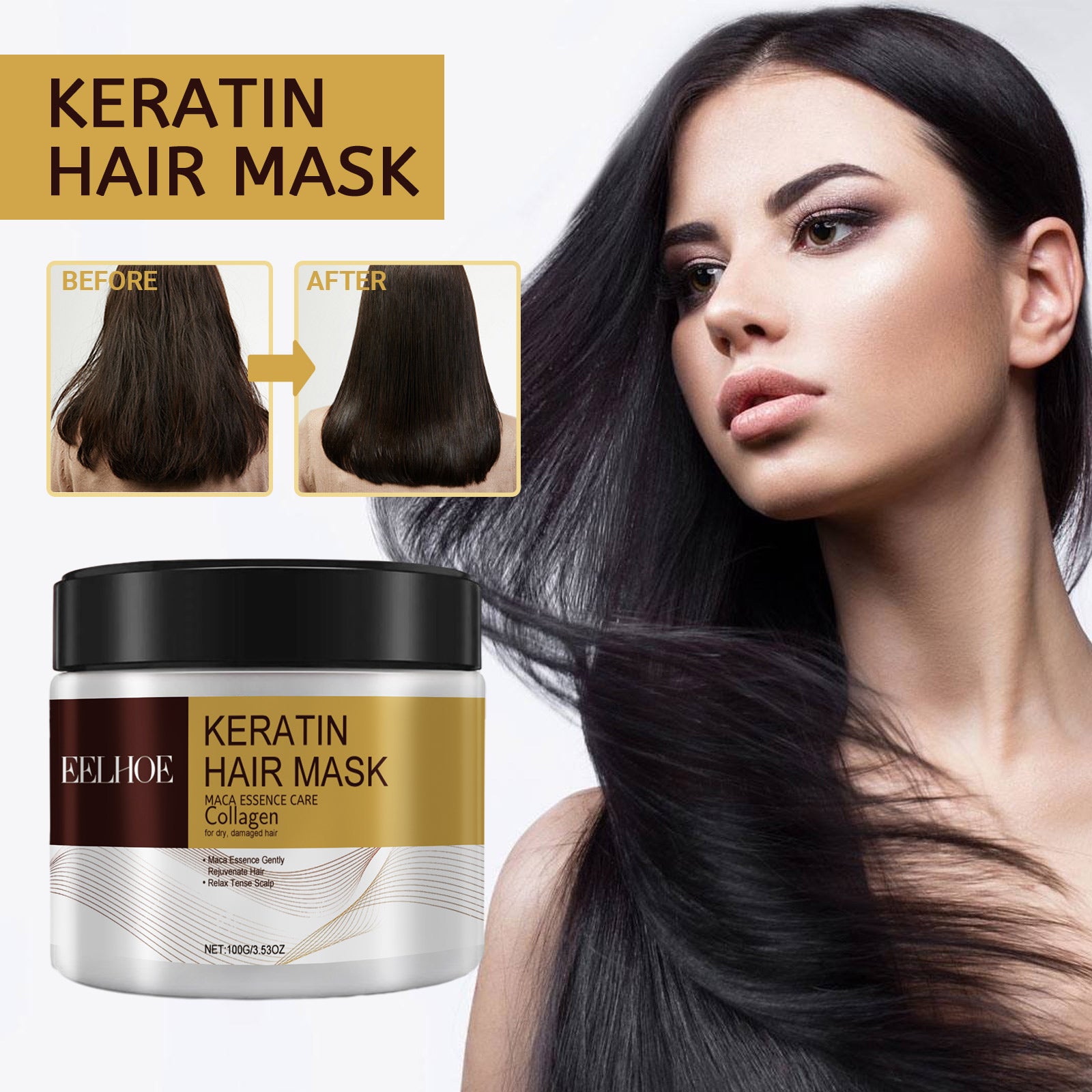 EELHOE Repair Moisturizing Hair Mask Deeply Moisturizes And Repairs Damaged Hair Dry, Split Ends And Tangled Hair Mask - 5 - CJ