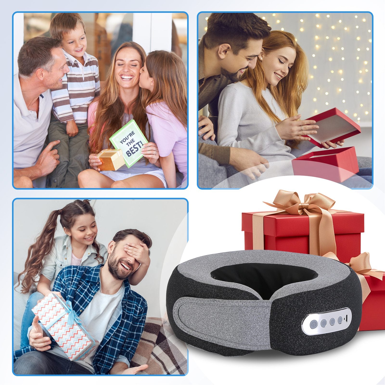 1Pc 2 In 1 Neck Massager Pillow With Heat Electric Memory Foam Travel Pillow Shiatsu Neck Massager With 3 Speeds Timer For Home Office Travel - 5 - CJ