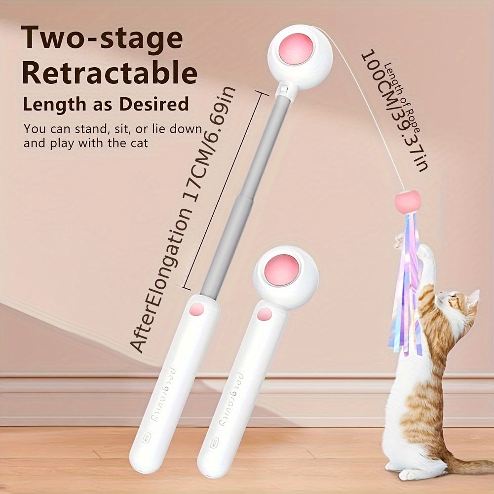 Cat Teaser Stick, Retractable Cat Wand With Replacement Head, Cat Feather Toy, Cat Interactive Toy For Indoor Cats For Relief Boredom And Exercise - 5 - CJ