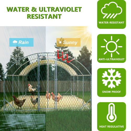 26x9x6Large Metal Chicken Coop,Walk - in Poultry Cage,Chicken Run With Waterproof Cover,Outdoor Backyard Farm,Chicken Rabbits Duck Run Pen,Easy To Assemble And Clean - 5 - CJ