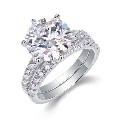 1Arrange Large Diamond Rings Luxuriously And Fashionably Set With Moissanite Silver Rings Prohibit Tk Sales - 5 - CJ