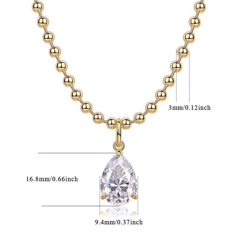 Wish Light - A Fashionable And Trendy Diamond Jewelry Necklace Pendant Set With Pear-shaped Moissanite S925 Sterling Silver And Gold Plating