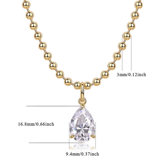 1Wish Light - A Fashionable And Trendy Diamond Jewelry Necklace Pendant Set With Pear - shaped Moissanite S925 Sterling Silver And Gold Plating Prohibit TikTok sales - 5 - cjdropshipping