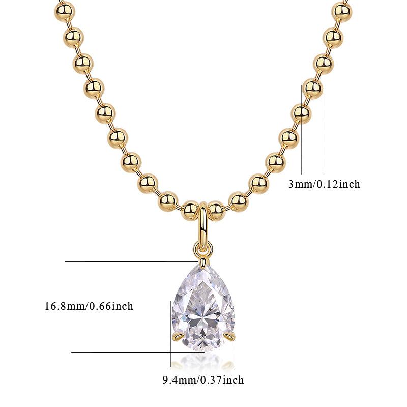 1Wish Light - A Fashionable And Trendy Diamond Jewelry Necklace Pendant Set With Pear - shaped Moissanite S925 Sterling Silver And Gold Plating Prohibit TikTok sales - 5 - cjdropshipping