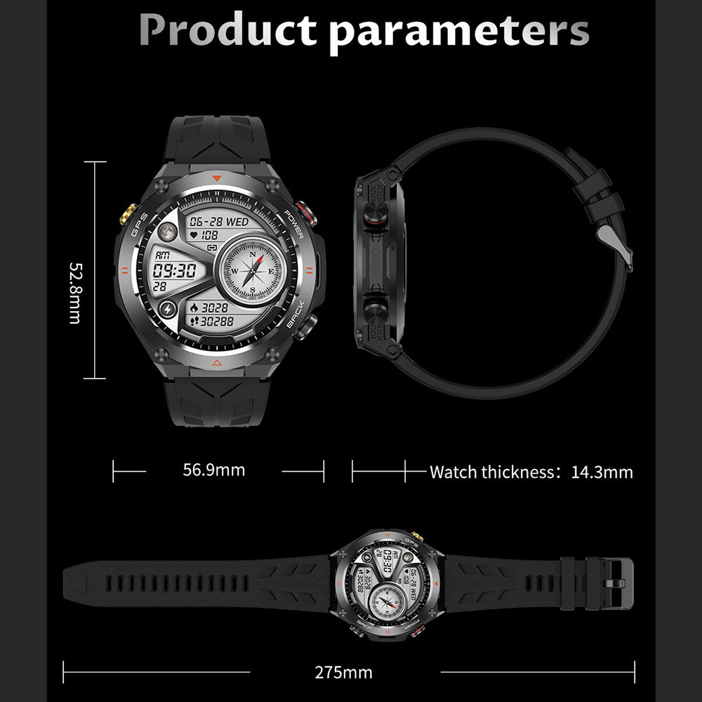 SENBONO GPS Smart Watch Men 1.45'' HD Screen Built - In GPS Altimeter Barometer Compass AI Voice Compatible With Android & IPhone - 5 - CJ