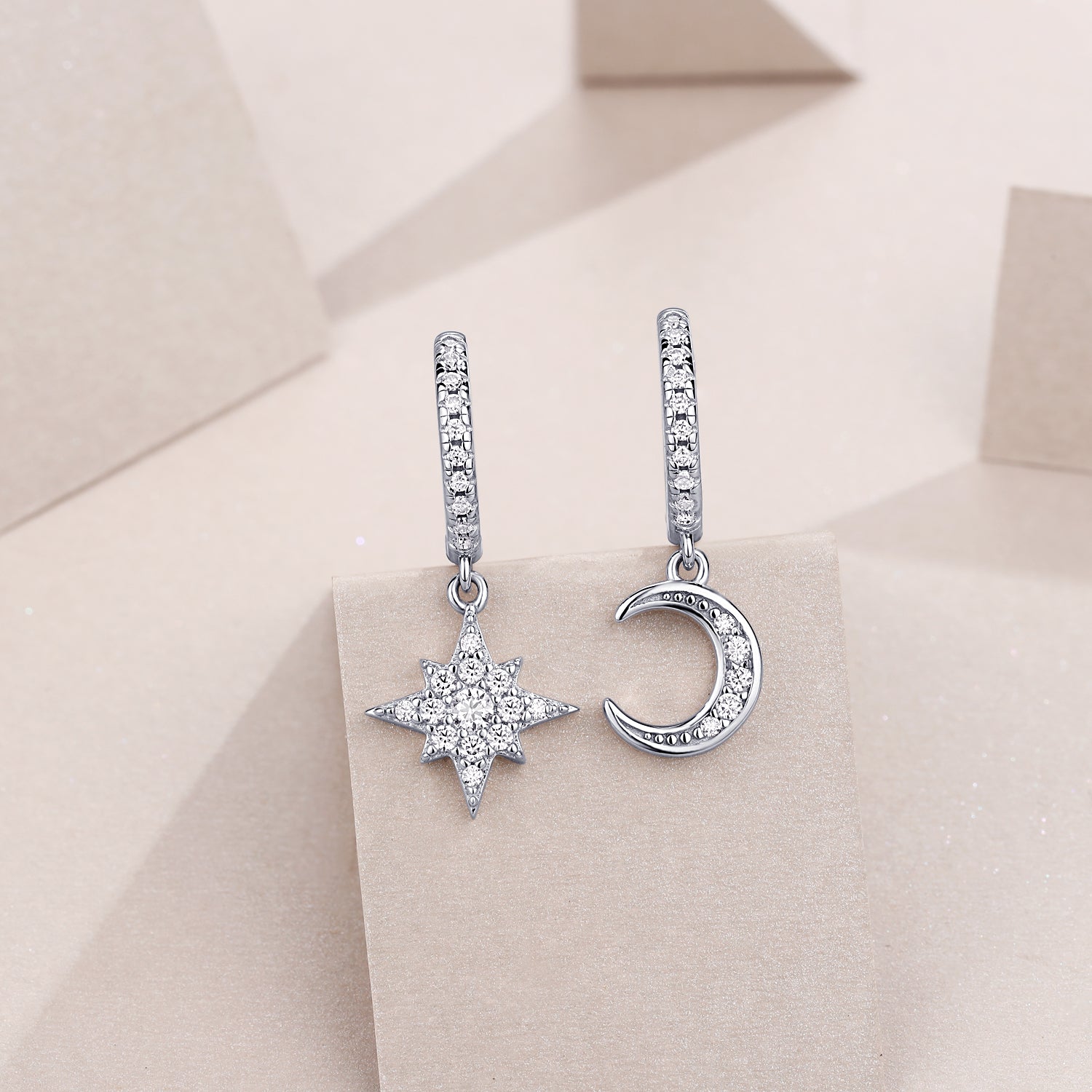 1Star And Moon Interdependent - Fashionable Earrings And Stud Jewelry Set With Moissanite S925 Sterling Silver And Platinum - plated Diamonds Prohibit TikTok sales - 5 - cjdropshipping