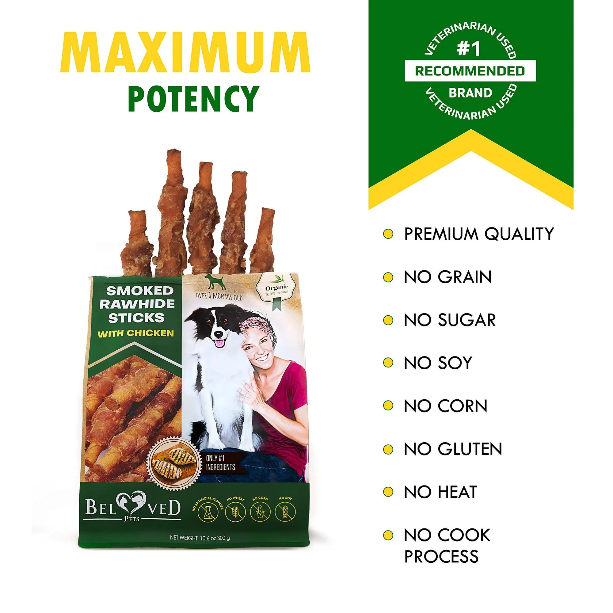 Dog Smoked Rawhide Sticks Wrapped Chicken Pet Natural Chew Treats Grain Free Organic Meat Healthy Human Grade Dried Snacks In Bulk - 5 - CJ