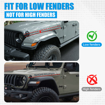 Front And Rear Fenders Compatible With 2020 - 2024 J E E P Wrangler Gladiator JT Sport And Willys - Fit JT Original Low Fender - 5 - CJ
