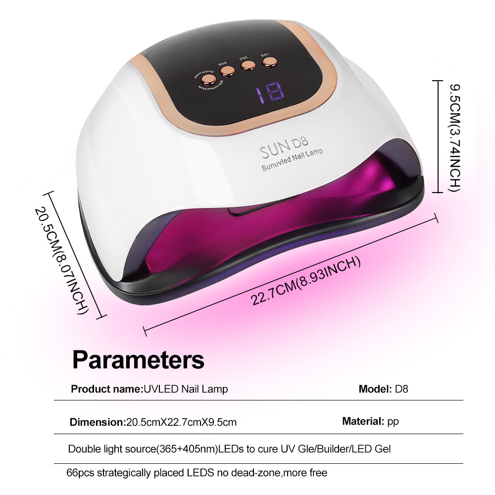 UV LED Nail Lamp, Nail Dryer For Gel Polish, 3 Timers Curing Lamp Professional Nail Light, 66Pcs Uv Beads And Automatic Sensor - 5 - CJ