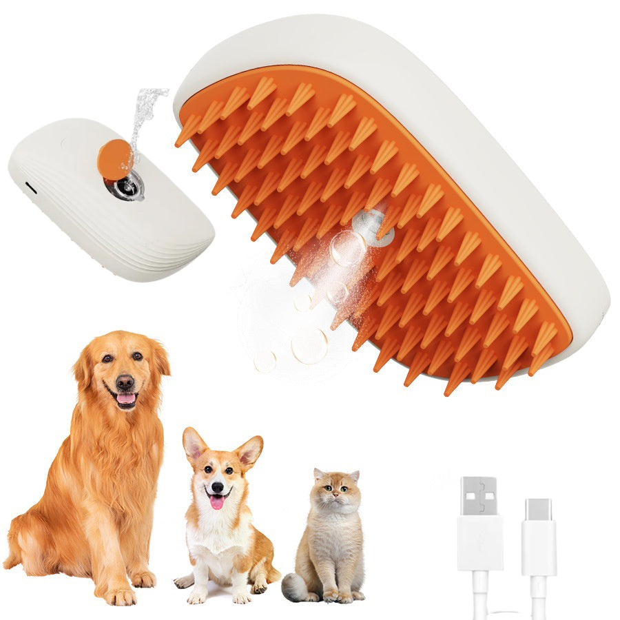 USB Rechargeable Pets Steam Brush Spray Massage Comb Pet Grooming Tools Cat Steam Comb Pet Products - 0 - CJ