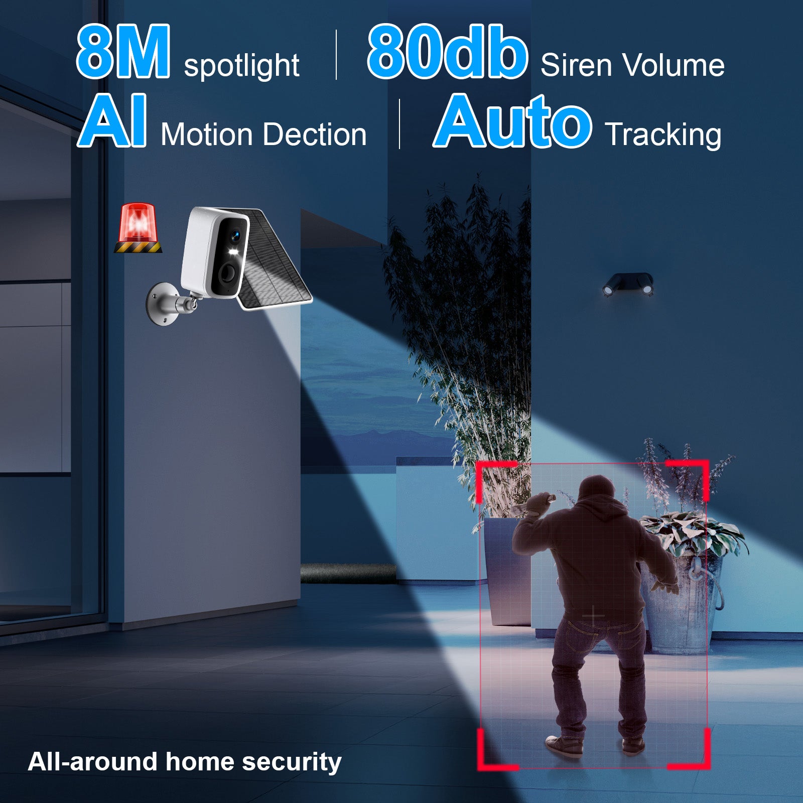Solar Battery WIFI Camera 2K Human Detection Waterproof Mini CCTV With 5000mAh Battery With Solar Panel - 5 - CJ