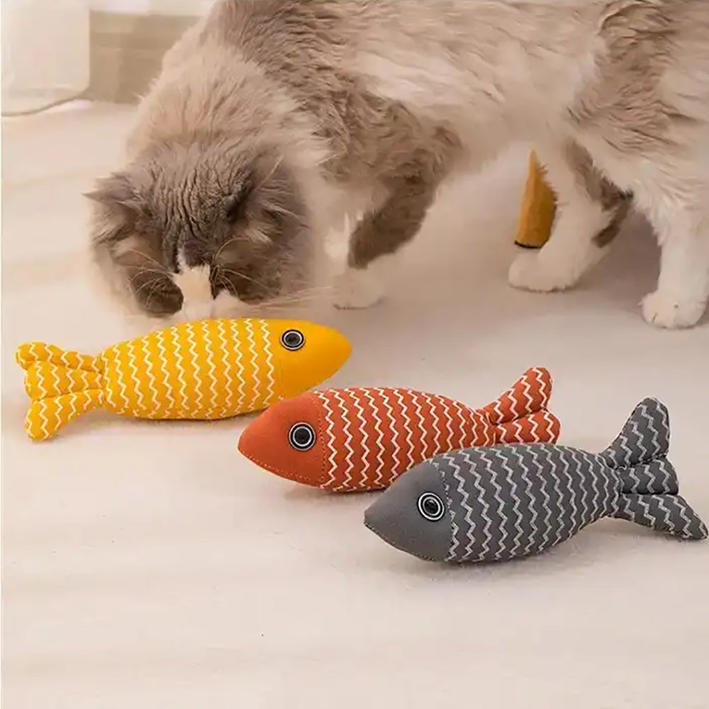 Burlap Fish Catnip Cat Toy, Throw Pillow, Teething Cat Toy, Fancy Cat Toy, Tough Bite, Sturdy Cat Toys Catnip Crinkle Sound Toys Soft And Durable, Interactive Cat Kicker Toys For Indoor Kitten - 5 - CJ