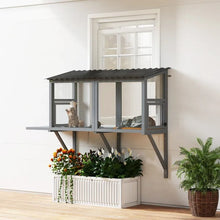 Wooden Cat Catio, Outdoor Cat Enclosure Window Perch With Jumping Platform - 5 - CJ
