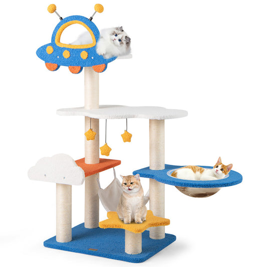 49 Inches Tall Cat Tree With UFO Top Perch Space Capsule And Sisal Scratching Posts - 5 - CJ