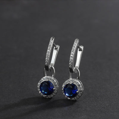 S925 Sterling Silver Zircon Long Crystal Earrings - 4 - CJ