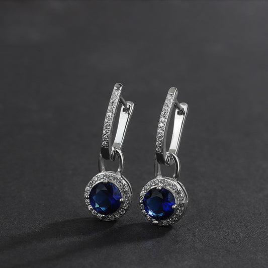 S925 Sterling Silver Zircon Long Crystal Earrings - 4 - CJ