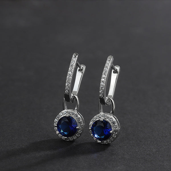 S925 Sterling Silver Zircon Long Crystal Earrings - 4 - CJ