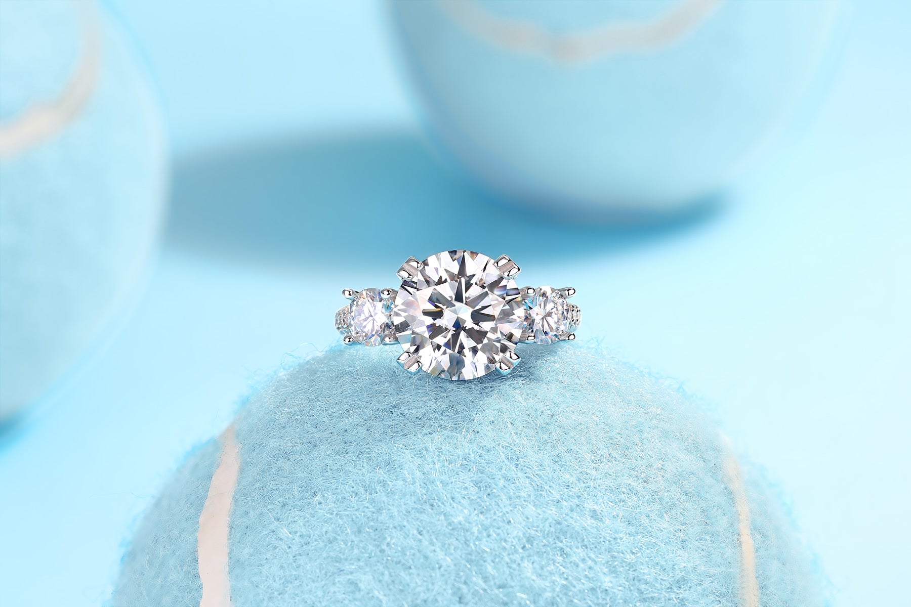 1Dazzling Stars - A Fashionable And Luxurious Jewelry Piece Set With 5 - carat Moissan Diamond S925 Sterling Silver And Platinum - plated Diamond Prohibit TikTok sales - 5 - CJ