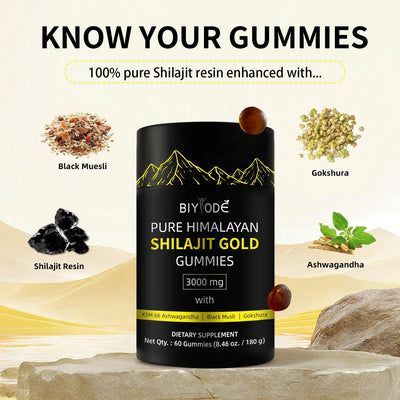 Pure Himalayan Shilajit Gummies  With Ashwagandha, Gokshura & Other Herbs No Added Sugar 60 Chewables Edible Supplement - 5 - CJ