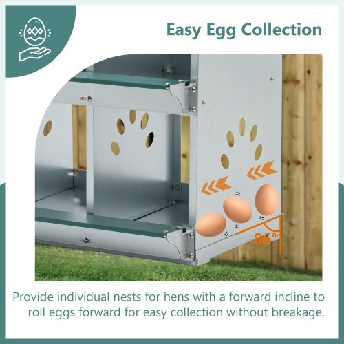 8 Compartment Chicken Nesting Boxes,For Laying Eggs, Metal Poultry Nest Box Wall Mount For Chickens, Hens, Large Vented Holes Chicken Coop Box - 5 - CJ