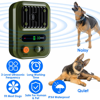 Black - Green Color Options - 1Pc Ultrasonic Anti - Barking Device Rechargeable Auto Dog Bark Control Deterrent Box Training Device IPX4 Waterproof With 3 Frequency Max 32.8Feet Sensing Distance For Most - 5 - CJ