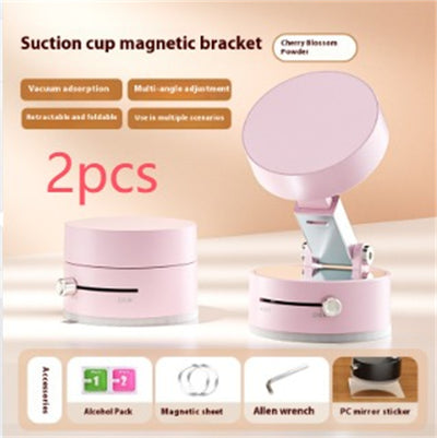 Foldable Magnetic Vacuum Car Phone Holder Foldable Suction Cup With Suction Cup Hands - Free Navigation For Smart Phone - 0 - CJ - Cherry Blossom Powder 2pcs - CJSJ224953004DW