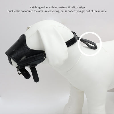 Dog Muzzle Leather, Comfort Secure Anti - Barking Muzzles For Small Medium Large Dogs, Breathable And Adjustable, Allows Drinking And Panting, Used With Collars - 5 - CJ