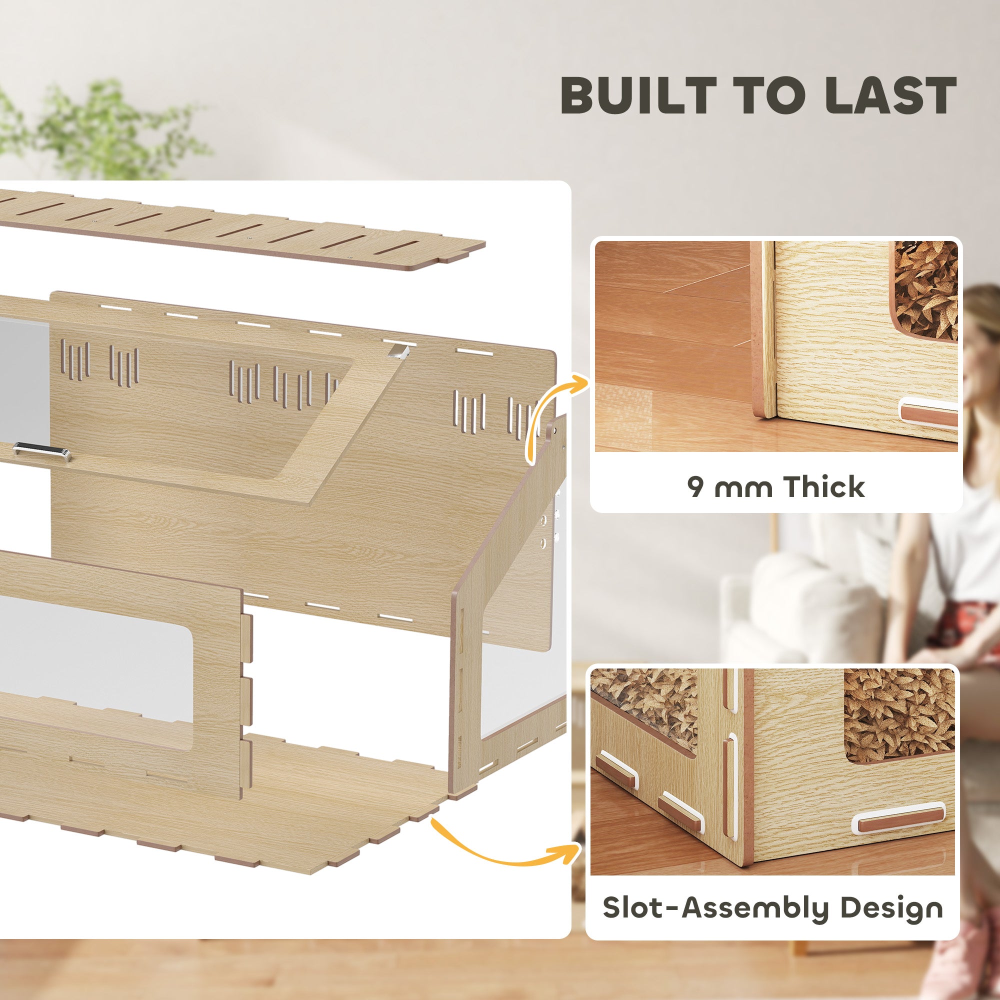 39 Inch Hamster Cage Habitat With Acrylic Window & Openable Top For Hamster, Gerbil, Guinea Pig, Rat, Oak - 5 - cjdroshippping