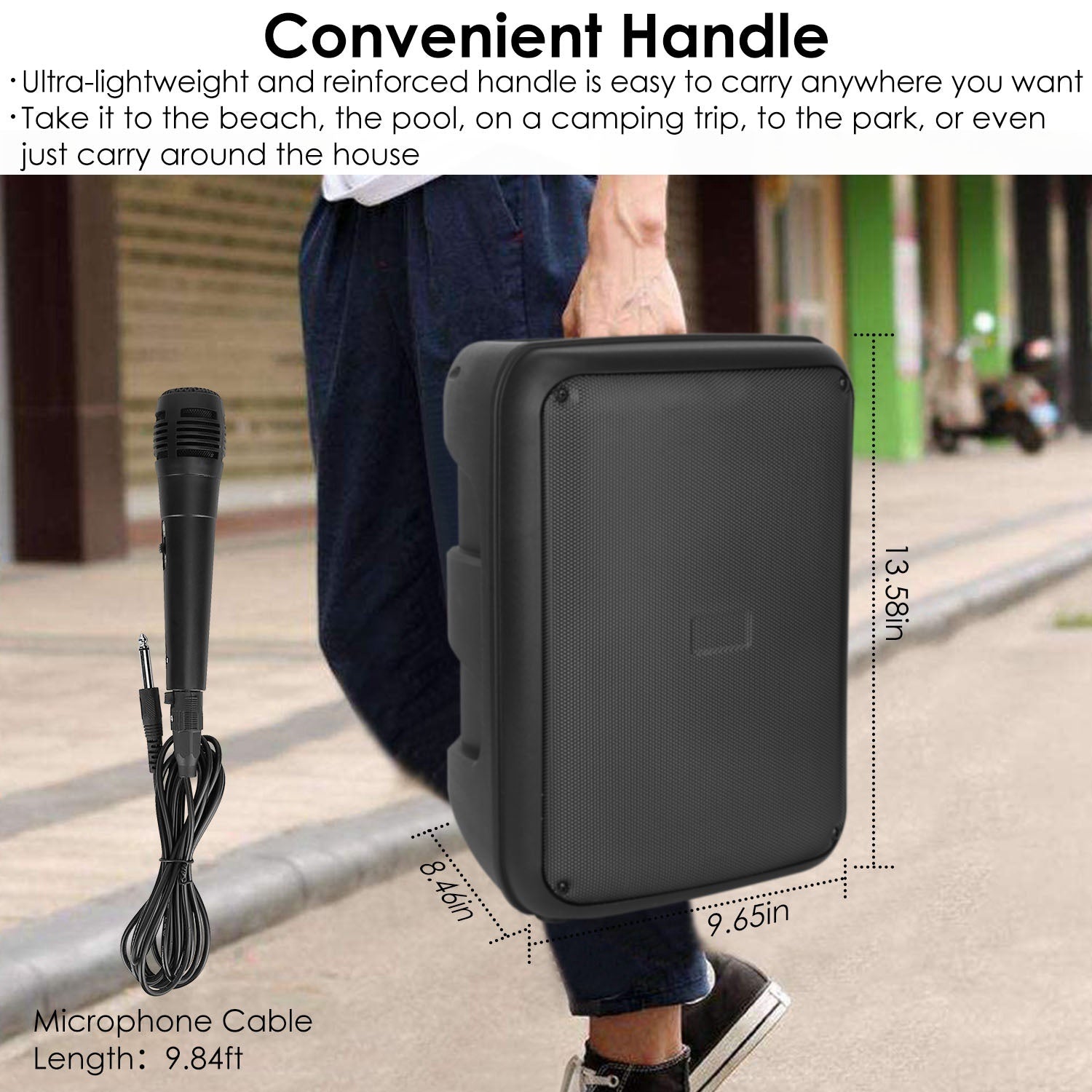 1Pc Portable Wireless Party Speaker 8in Colorful Lights DJ PA System With TWS Function FM Radio USB MMC Card Reading Aux In Recording Function Mic