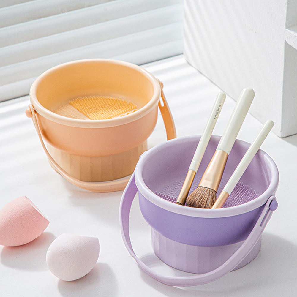 Makeup Brush Cleaning Bowl Beauty Egg Cleaning Tool Storage Set Brush Powder Puff Dry Cleaning Silicone Drying Shelf - 5.0 - CJ