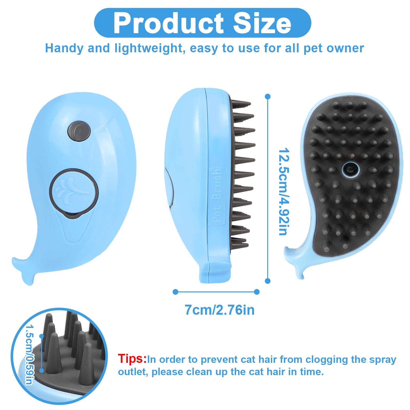 Cat Steam Brush For Shedding - Steamy Cat Brush For Indoor Cats, Cat Hair Steam Brush For Massage, Spritz Defur Comb For Cats, Pet Steamer For Dogs