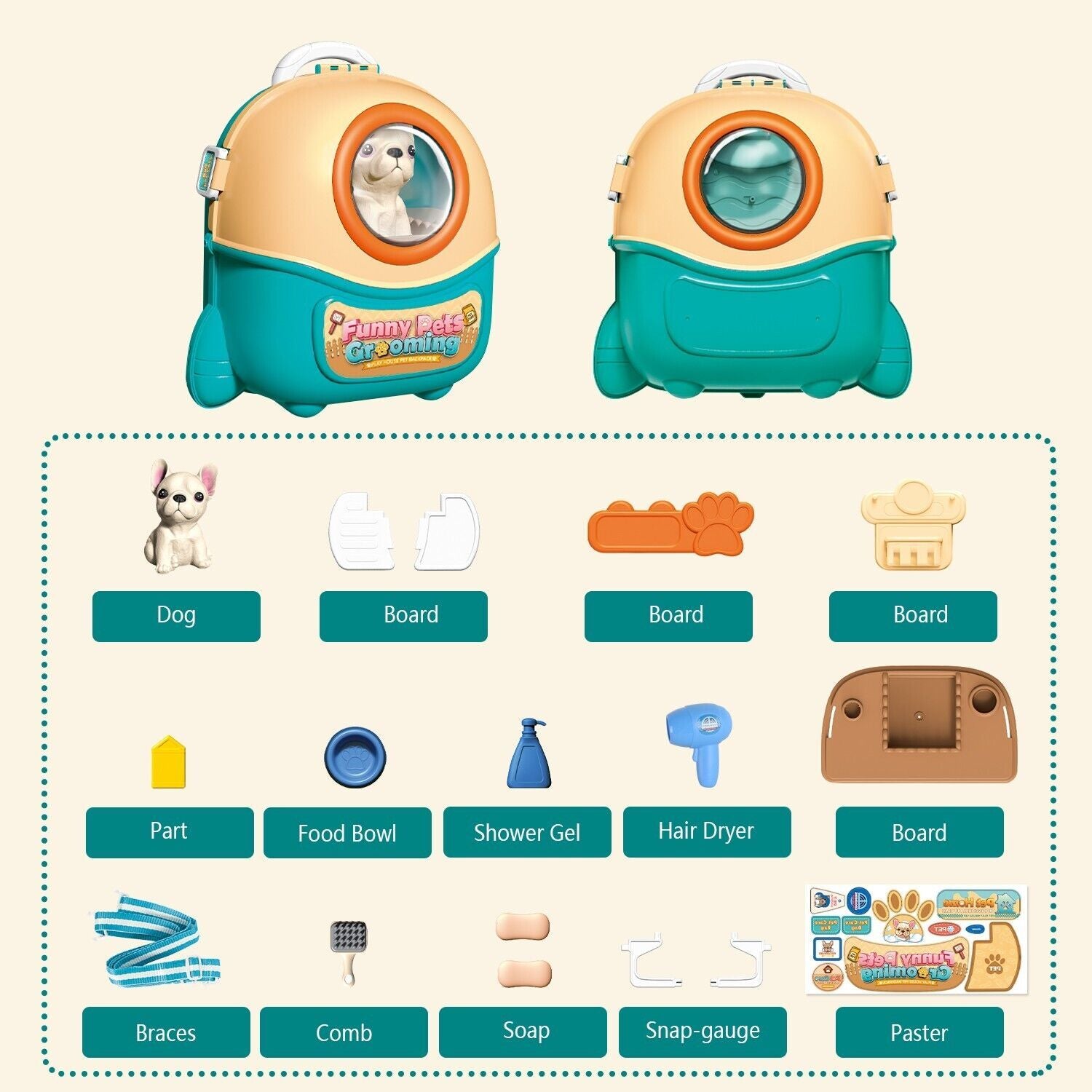 DE 2025 NEW Pet Dog Care Play Set Doctor Kit For Kids 16 Pcs Pretend Vet Grooming Toys,Logistics Is Randomly Dispatched By DHL,DPD,Amazon Logistics.