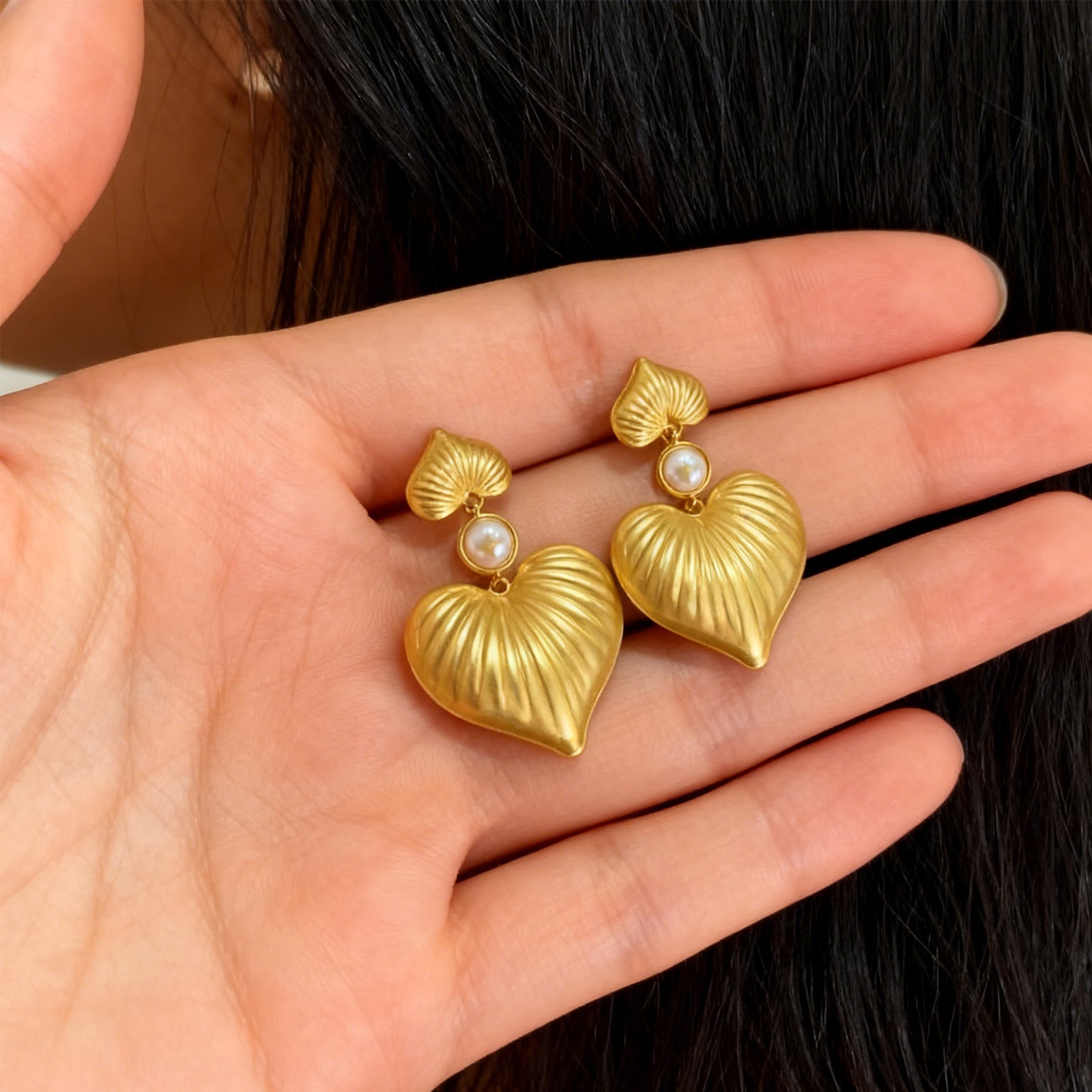 Heart Drop Earrings-9602