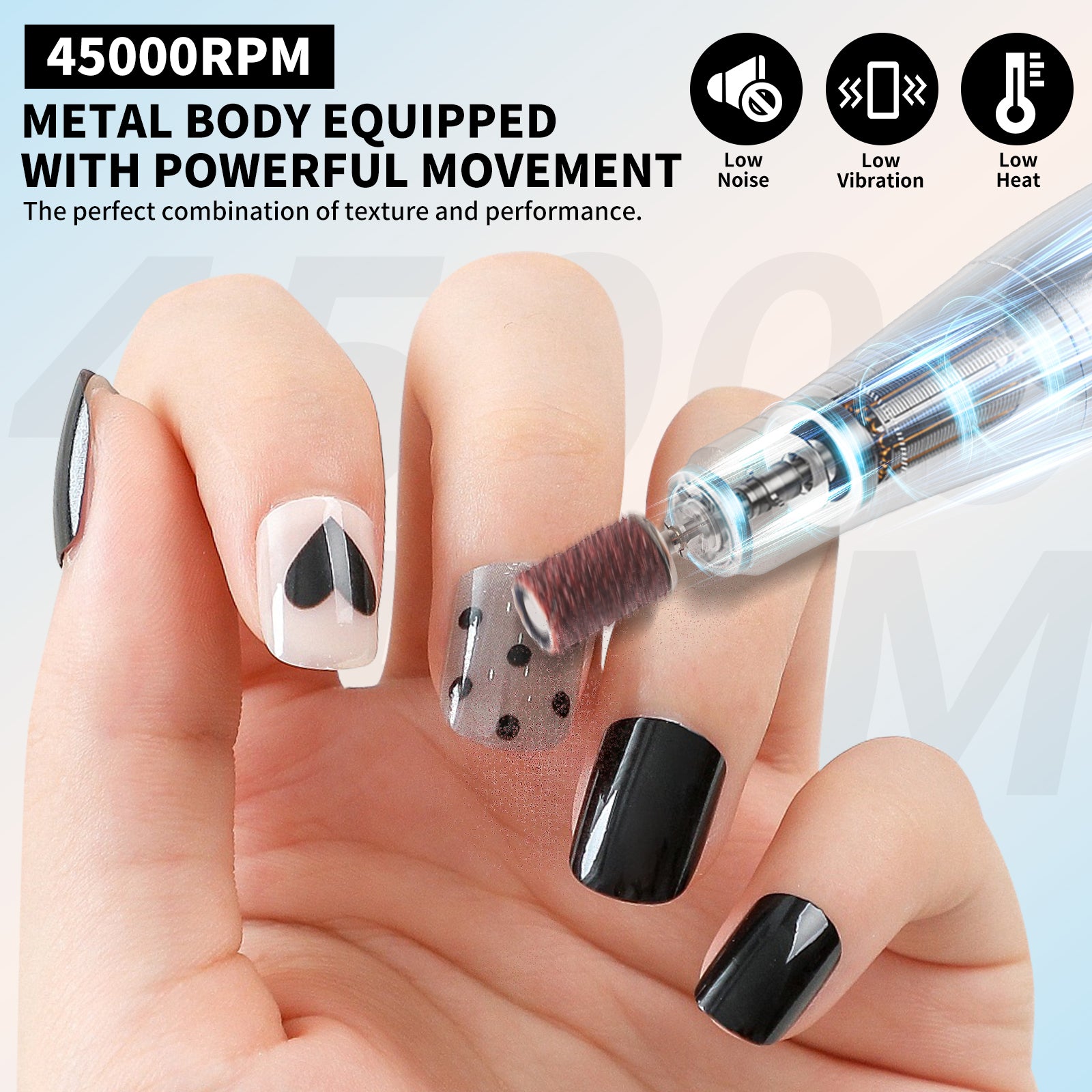 Professional 45000RPM Portable Electric Nail Drill Kit, Rechargeable Nail Electronic File Machine, Electric Nail Polishing Machine With Drill Head And Base, Nail Drill For Acrylic Nails, Nail Gel, Fem - 5 - CJ