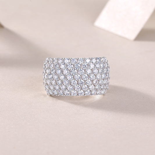1Multiple Row Diamond Wide Rings, Moissanite Rings, Luxury Fashion Silver Rings Prohibit TikTok sales - 5 - CJ
