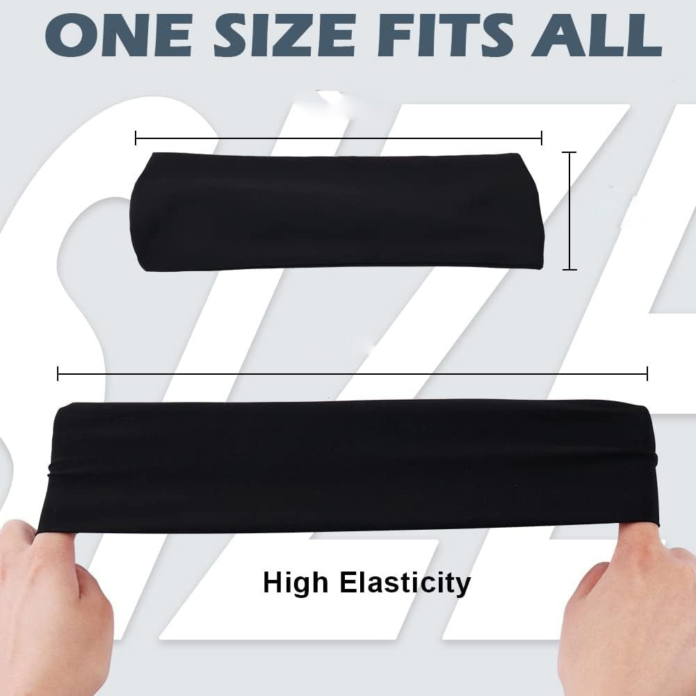 Sports Headbands For Men & Women - 5 Pack,  Wicking Sweatbands, Elastic Non Slip Sweat Bands, Athletic Workout Fashion Wide Hair Bands For Running, Cycling, Basketball, Yoga - 5 - CJ