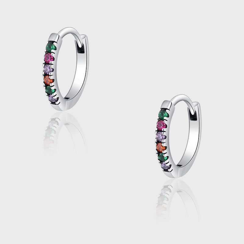 S925 Sterling Silver Vintage Thai Silver Rainbow Earrings Personalized Color Earrings - 4 - https://x.com/titan_prim62775J