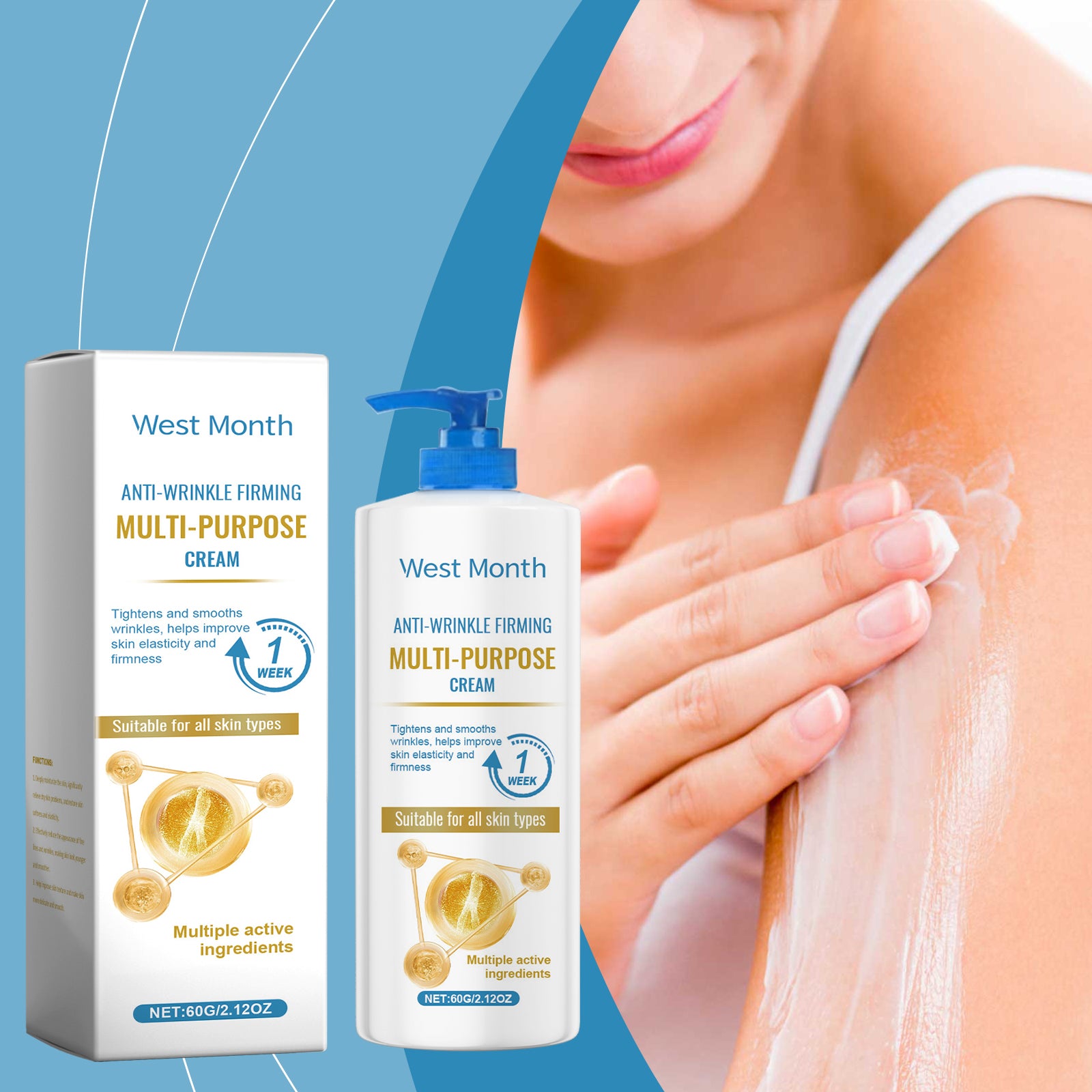 West&Month Skin Firming Cream, Soothing Skin Wrinkles Repair Hydrating Moisturizing Firming Body Cream - 5 - CJ