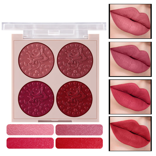 MISS ROSE Lipstick Compact 4 Color Lip Gloss Plate Moisturizing Easy To Color Lipstick Foreign Trade Exclusive For Cross - border In Stock Wholesale - 0 - CJ