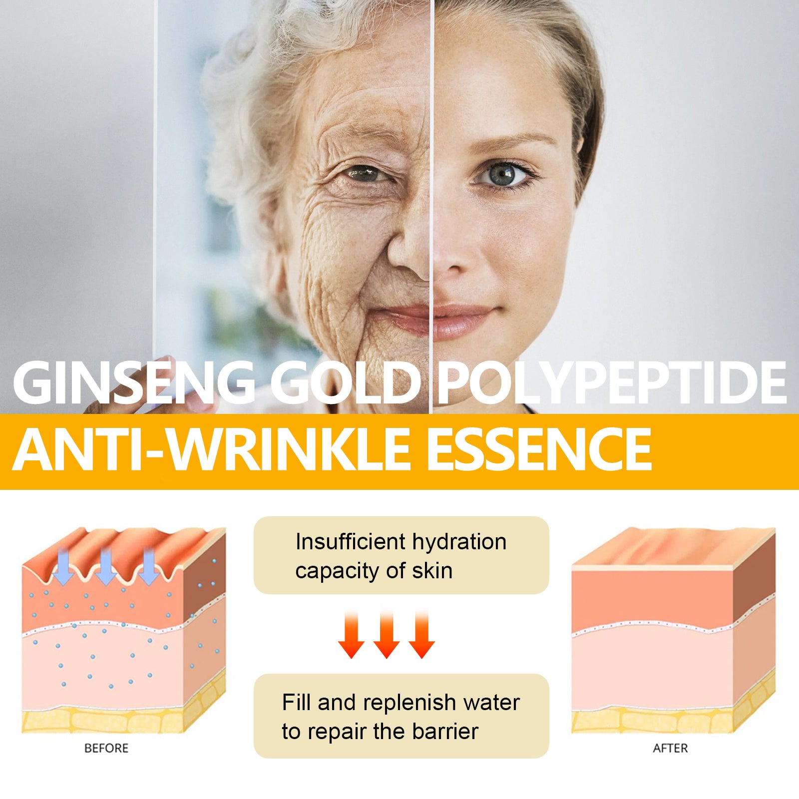 Hoygi Ginseng Gold Polypeptide Anti - Wrinkle Essence, Long - lasting moisturizing and soothing essence for dull wrinkles - 5 - CJ