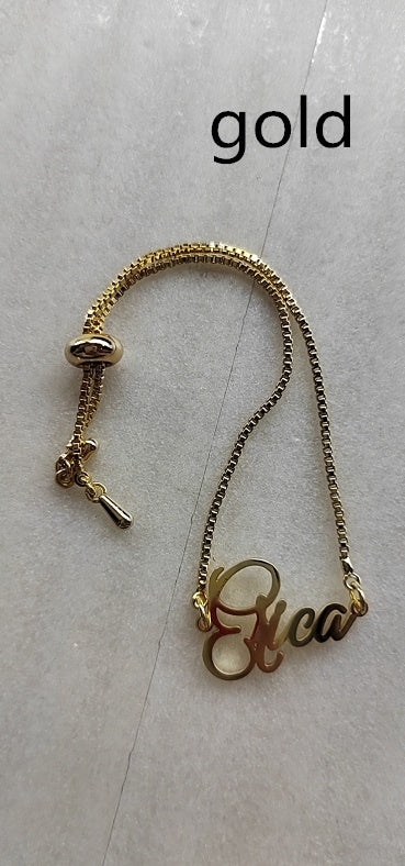 Personalized DIY Custom Name Bracelet Stainless Steel - 7 - CJ - A gold - Child - CJSL118669314NM