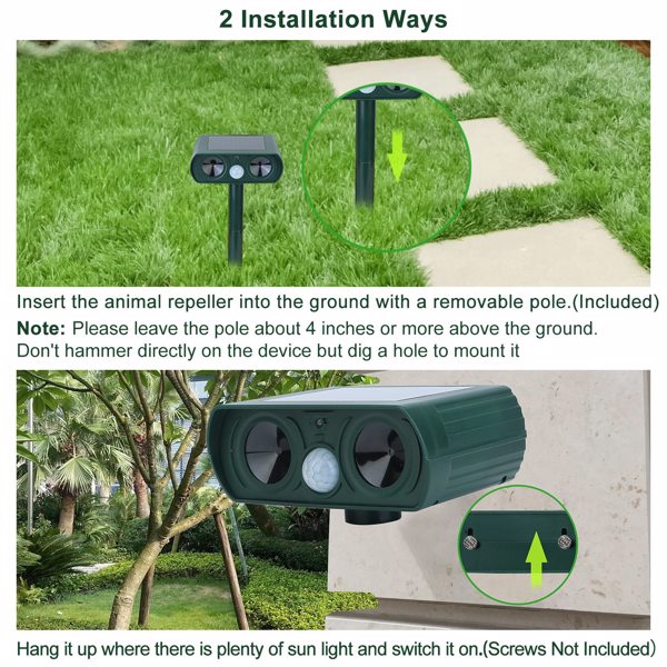 Ultrasonic Animal Repellent Solar Motion Sensor Repellent IPX4 Outdoor Waterproof Type, No Delivery On Weekends - 5 - CJ