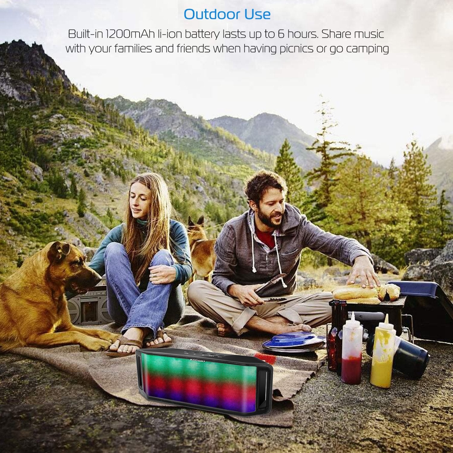 1Pc LED Wireless Speaker Dynamic Multicolor Hands-free FM Radio USB MMC Reading Aux In For Party Camping Travel