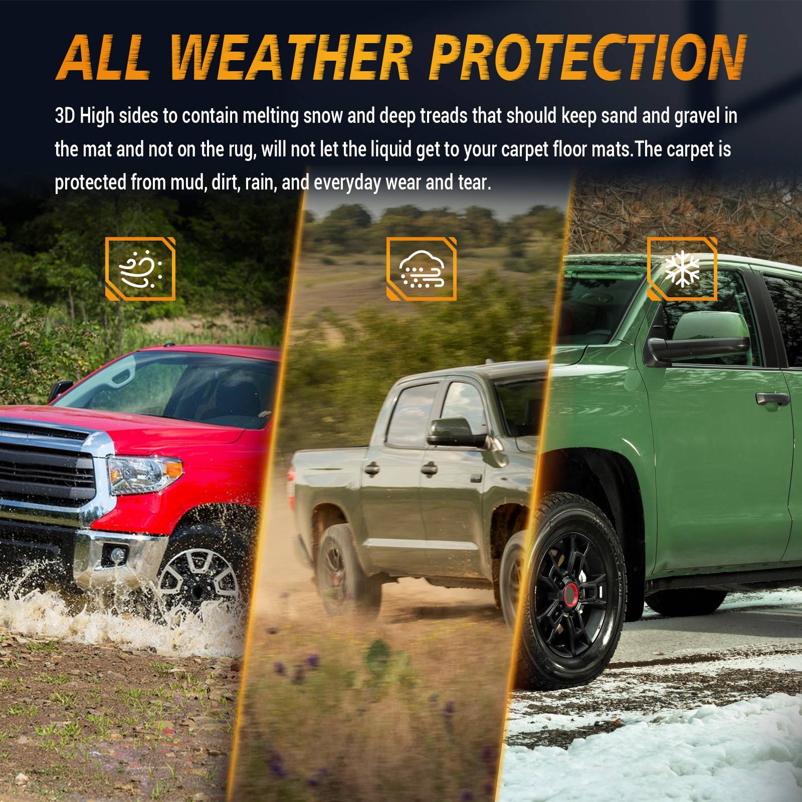 All Weather Car Floor Mats For 2014 - 2021 Tundra Double Cab Crew Max Cab - 5 - CJ