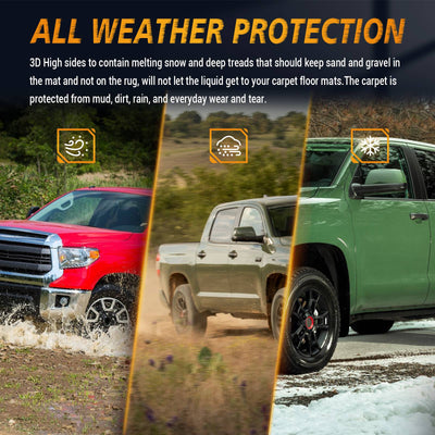 All Weather Car Floor Mats For 2014 - 2021 Tundra Double Cab Crew Max Cab - 5 - CJ