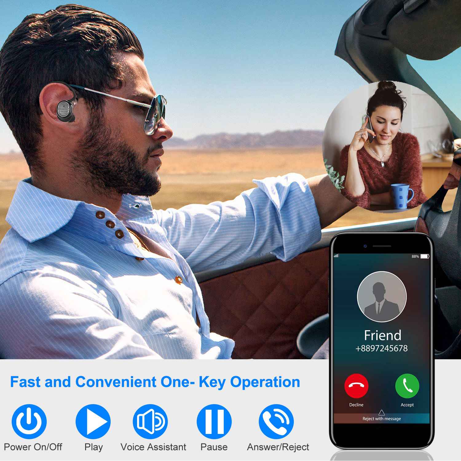TWS Wireless 5.0 Earbuds IPX4 Touch In - Ear Stereo Earphone Noise Canceling Earpieces 32.8 Ft Transmission Range With Mic 500mAh Magnetic Charging Dock - 5 - CJ