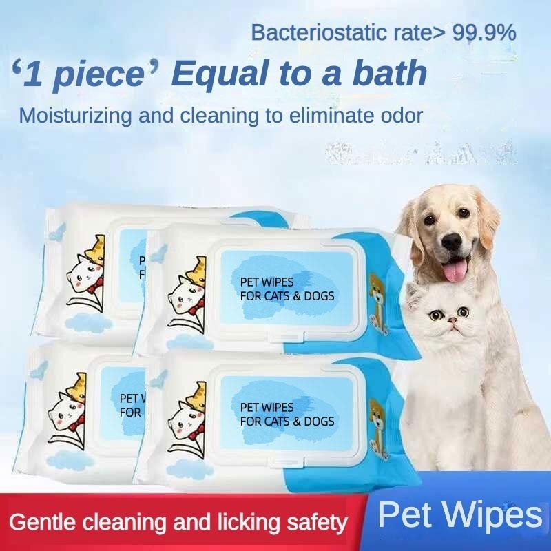 Dog Cat Pet Wet Wipes For Paws And Butt, EarsEyes  Plant - based Pet Wipes, Unscented DogWipes, Cleaning Deodorizing, Paw Wipes ForDogs Cats Pets - 5 - CJ