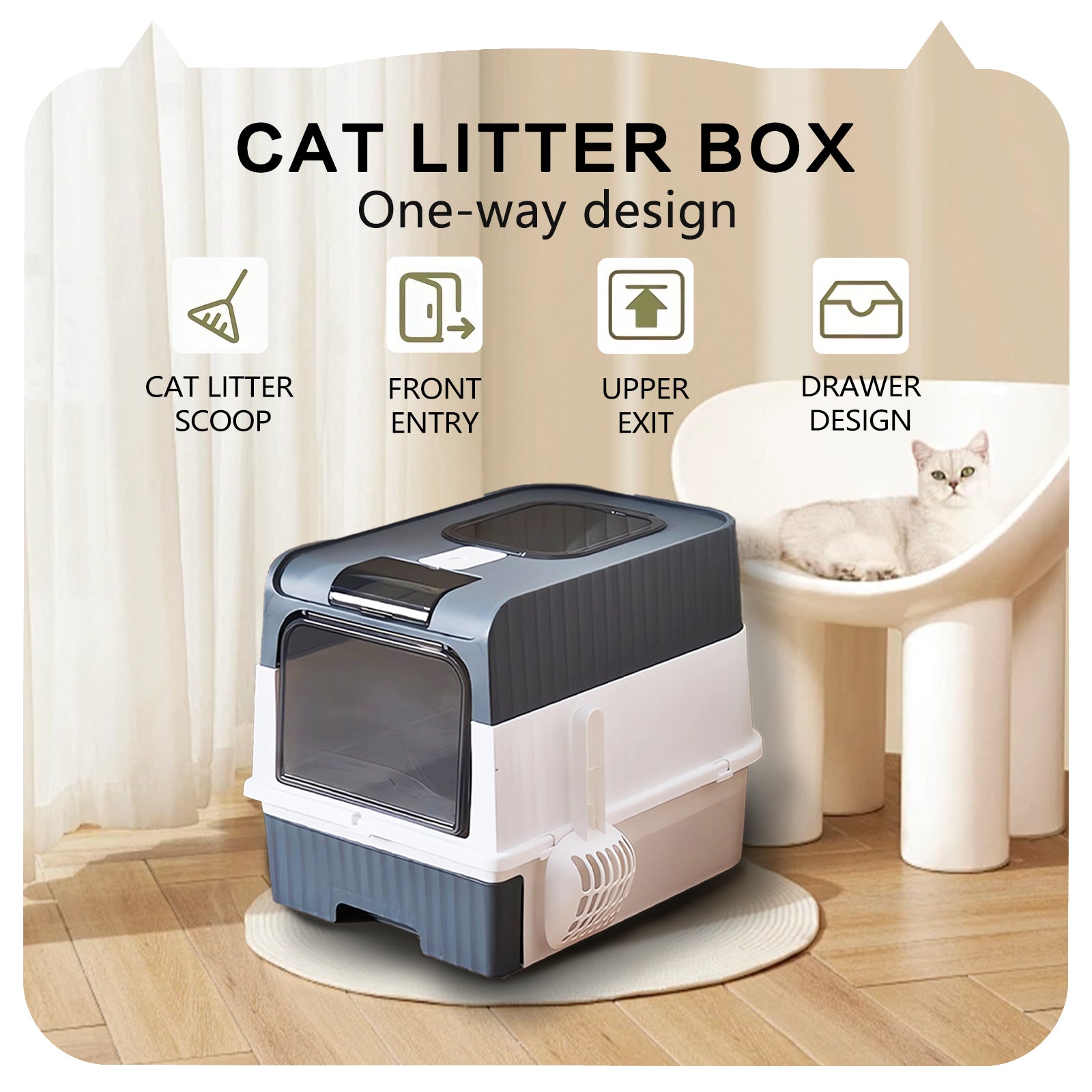 Super Large Capacity Cat Litter Box - Easy To Clean, Odorless, Leak Proof, Not Easy To Leak, Pull - out Design, Comfortable Toilet For Pets - 5 - CJ