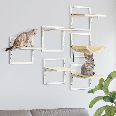PawHut 6 - pc Modern Cat Wall Shelves For Indoor Cats, Height Adjustable Jumping Platforms - 5 - CJ
