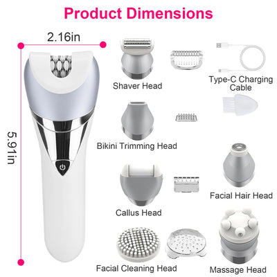 7 In 1 Electric Razor For Women Lady Hair Removal Epilators For Leg Face Arm Bikini Armpit Public Hairs IPX6 Wet And Dry Use Cordless Rechargeable Whole Body Trimmer And Shaver Kit - 5 - CJ
